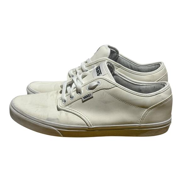 Vans Low Top Leather White Sneakers Men's Size 11 Casual Skate Shoes - Picture 4 of 9